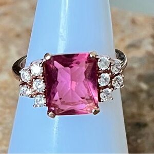 Bomb Party RETRO RBP2899 Dark Pink Topaz on Rose Gold Ring HTF